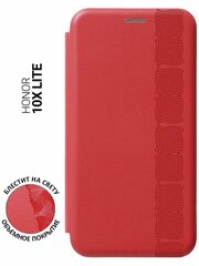 Чехол-книжка на Honor 10x Lite, Хонор 10Х Лайт с 3D принтом "Charming Line" красный
