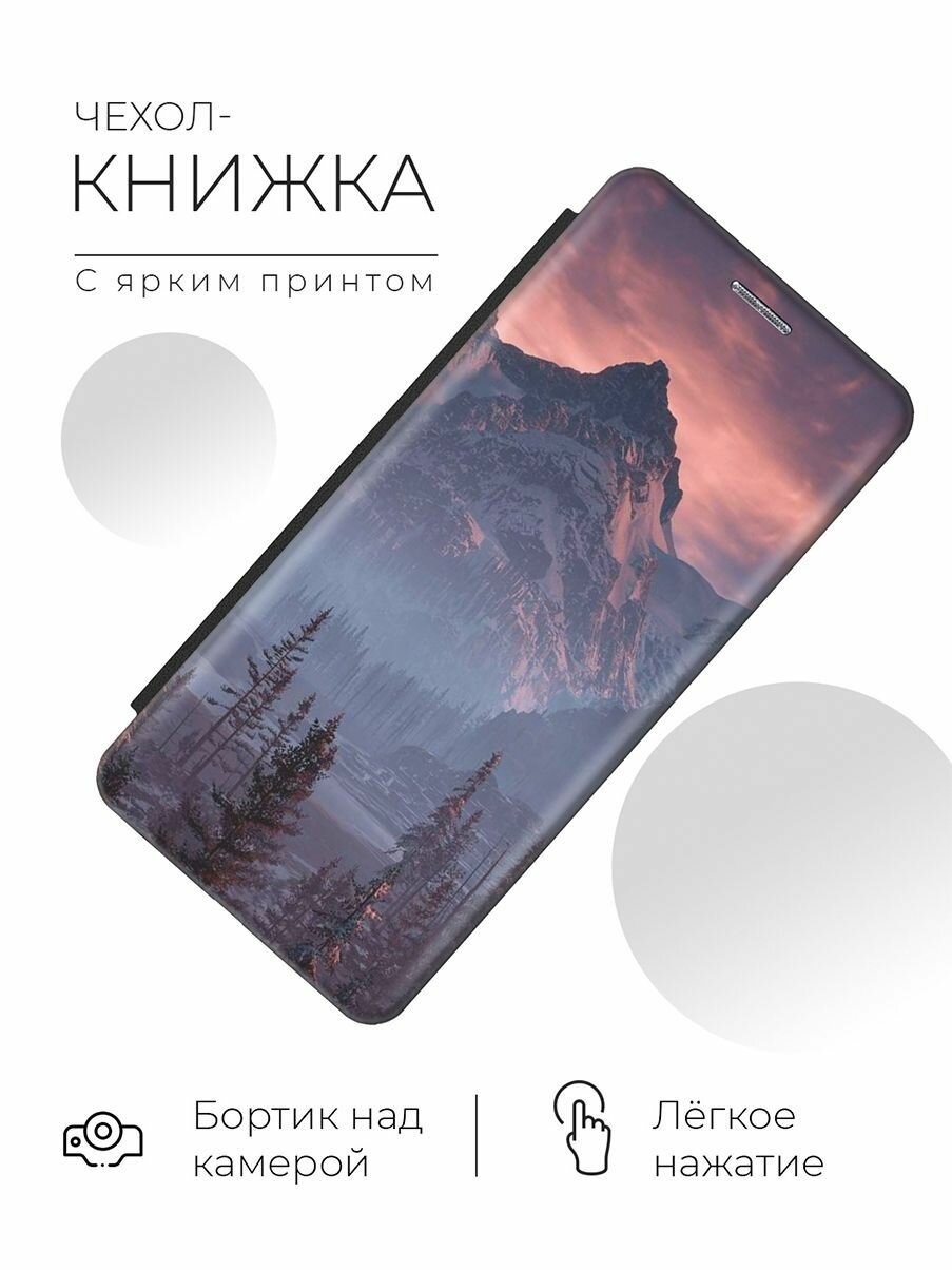 Чехол-книжка Лес, горы, зарево на Xiaomi Mi 9T / Mi 9T Pro / K20 / K20 Pro / Сяоми Ми 9Т / Ми 9Т Про черный