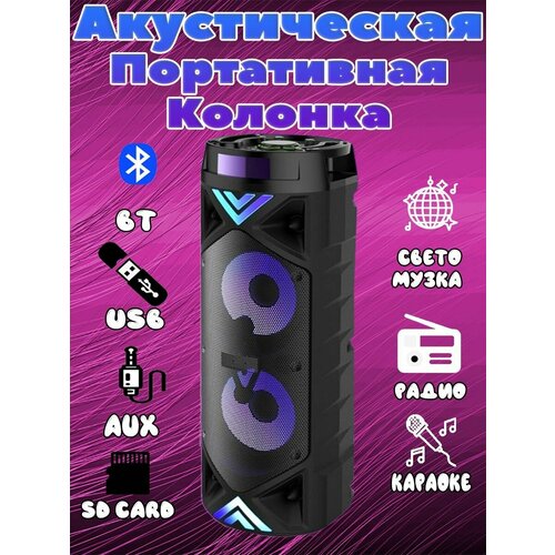 Большая беспроводная портативная колонка 6201 с Bluetooth микрофоном караоке акустическая система 5620₽