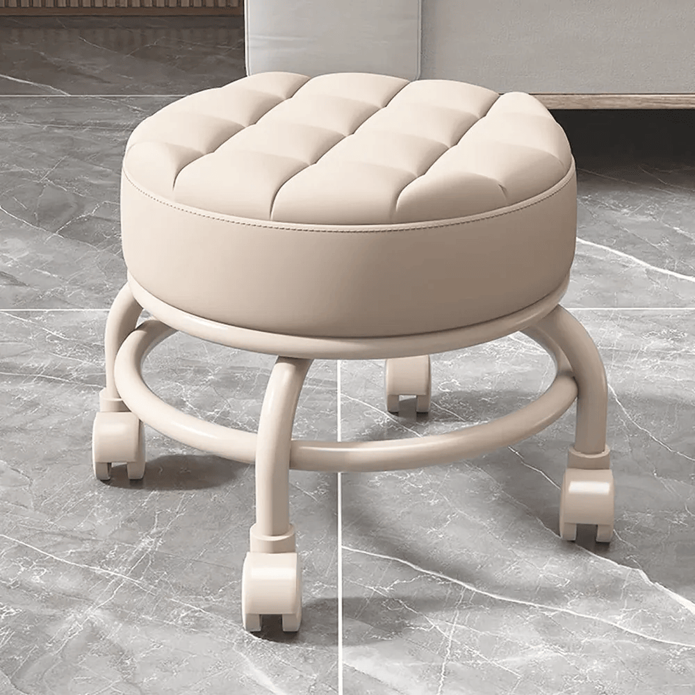 Табурет на колесиках/Низкий стул с мягкой подушкой/34х26х8cm белый