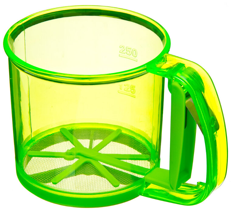 Кружка-сито для муки кухонный, материал пластик, объем 0,35 л, цвет зеленый