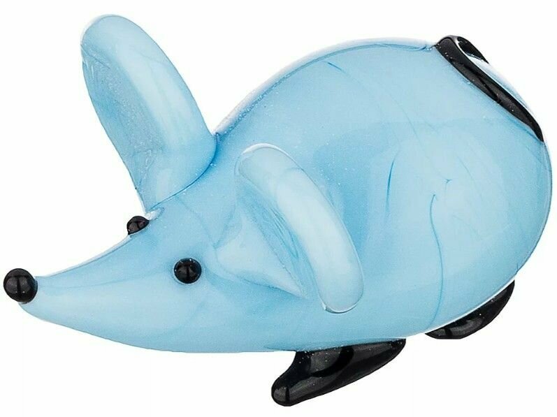 фото Фигурка стеклянная Мышка голубая (ручная работа) Размер: 4*1,5 см