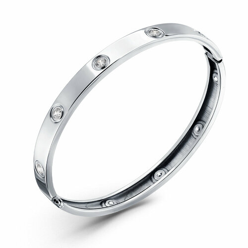 фото Браслет золотая подкова, белое золото, 585 проба, фианит, длина 18 см.