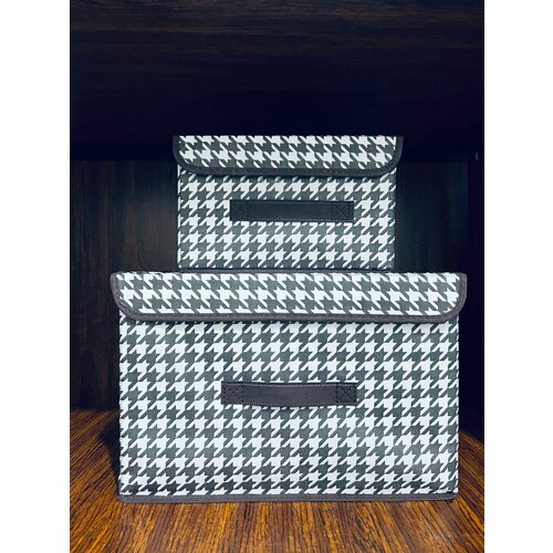 Короб для хранения вещей с крышкой тканевый цвет Houndstooth размер Large Small 862₽