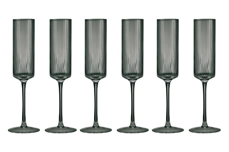 фото Набор бокалов для шампанского Modern Classic, серый, 0,2 л, 6 шт (Pozzi Milano 1876)