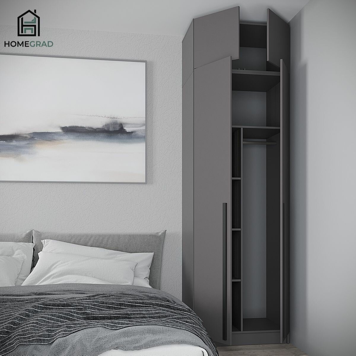 Антресоль HomeGrad Boston 80, ЛДСП, графит, высота 40см, ширина 80см — фото 1