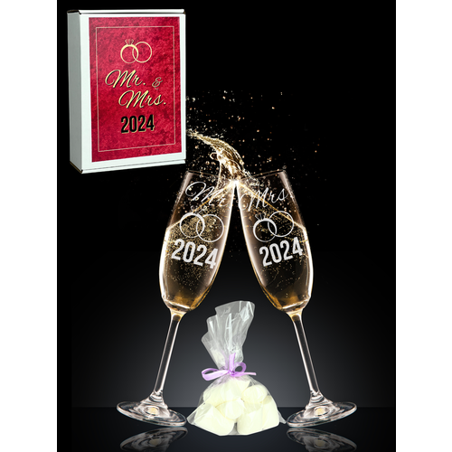 Подарочный набор фужеры молодоженам с гравировкой Мистер Миссис 610₽