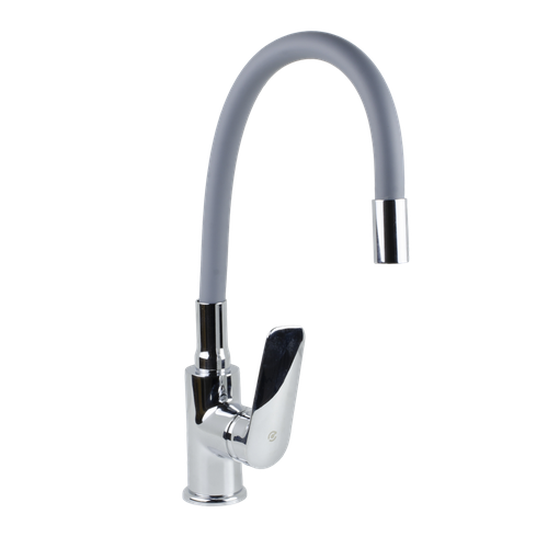 Смеситель Кухня SANTREK AQUA-1012 PRESTIGE SAP-1012 шар d-35 с силиконовым изливом СерыйХром 3623₽