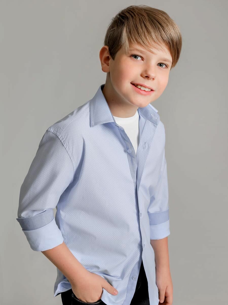 Школьная рубашка JACK JOY, размер 7 лет, голубой