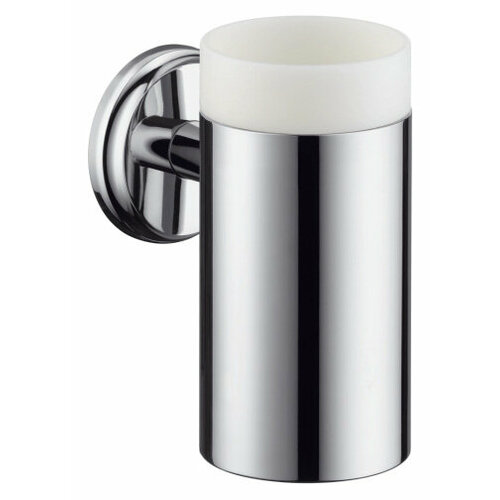 фото Стаканчик для зубных щеток hansgrohe logis classic керамический, с держателем, хром (41618000)