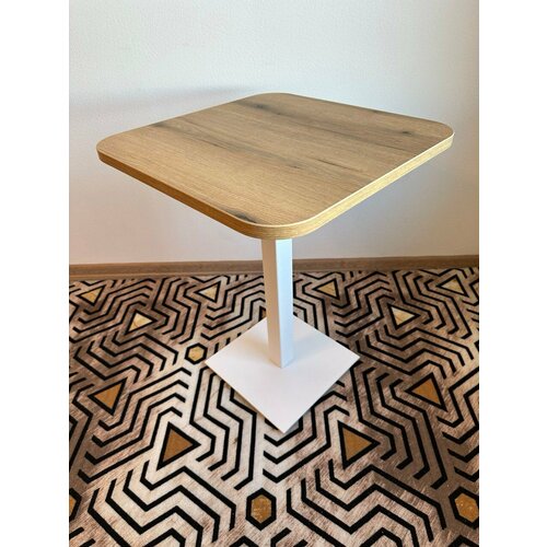 Стол для кухни обеденный нераскладной Лофт, 60х60 см h76 (столы для кафе, для кофейни, для кухни) белый дуб прибрежный квадратный