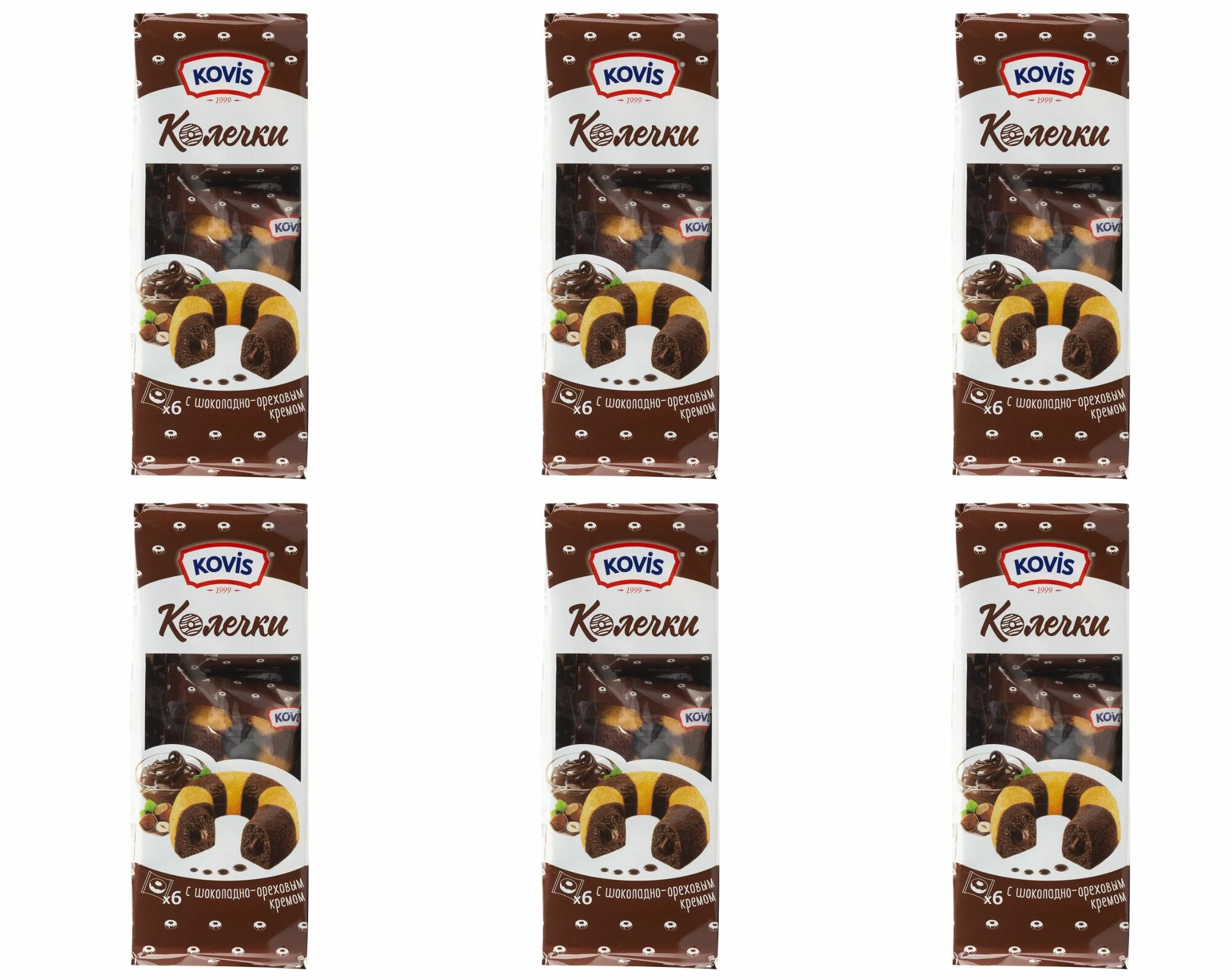 Kovis Колечки сдобные с шоколадно ореховым кремом,240 г,6 шт