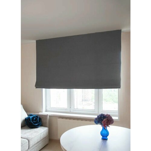 Римские шторы Элен на окна для комнаты Моя Штора ширина 140 см x высота 220см Темно-серый 12200₽
