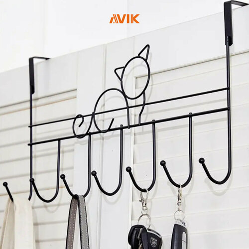 Надверная вешалка, навесная вешалка на дверь AVIK: 7 крючков, установка без сверления