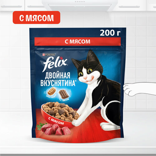 Felix Двойная вкуснятина 200 г сухой корм для взрослых кошек Мясо