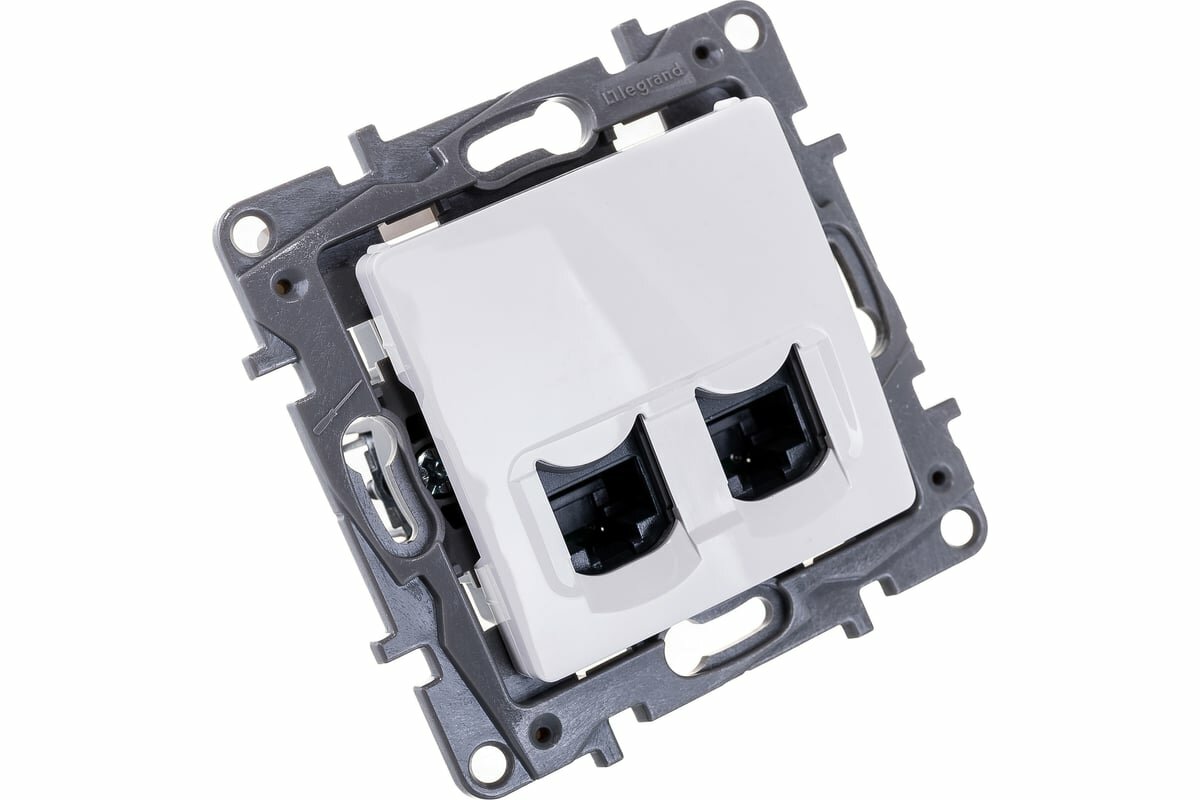 Legrand Розетка компьютерная двойная RJ45 категория 5e UTP Legrand Etika белый 672255 — фото 1