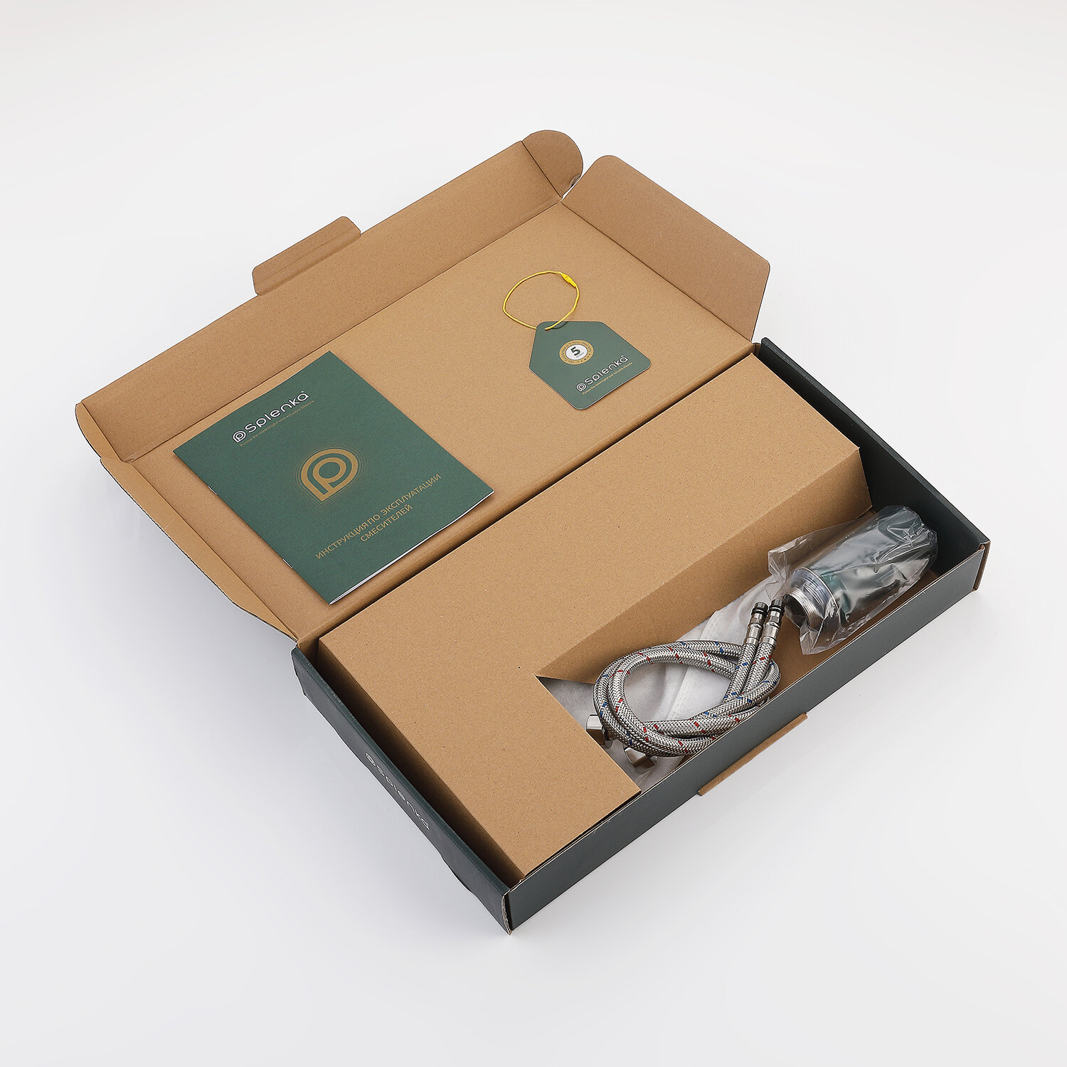 Смеситель Splenka S205, поворотный излив, нержавеющая сталь, графитовый цвет — фото 1