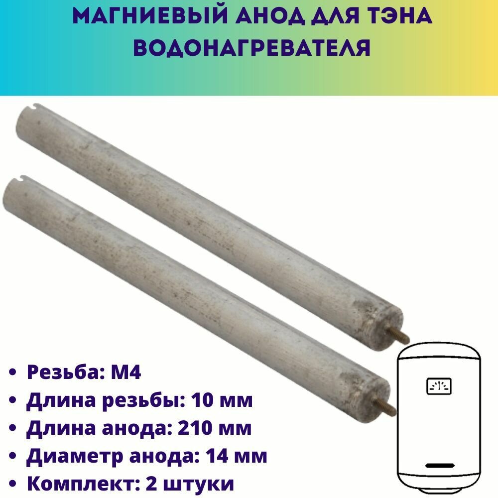 Анод магниевый для тэна водонагревателя резьба М4 комплект 2 штуки
