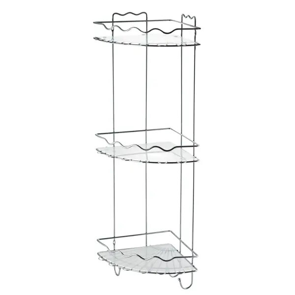 Полка для душа Swensa Волна угловая 3 яруса цвет хром