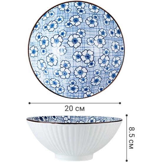 Тарелка Homium , Japanese Collection, Очарование, глубокая, цвет белый/синий, D20см (platejcnew01wblue)