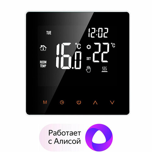 Терморегулятор для теплого пола с Wi-Fi BixtonHeat ME84AH / Сенсорный программируемый регулятор температуры / Термостат