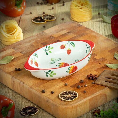 Форма для запекания керамика 23х135х45 см овальная Клубника Y6-10220 678₽