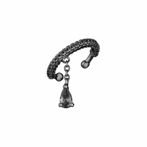 Серьги каффы caviar jewellery фианит нанокристалл размер 13 мм черный 5610₽