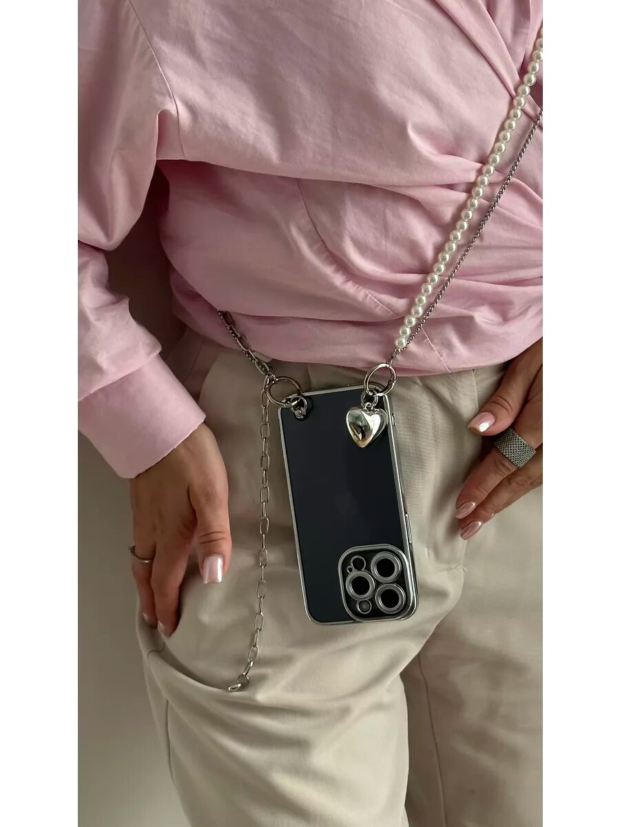 Цепочка на тело шнурок на телефон с жемчугом Iphone 13 Pro Max — фото 1