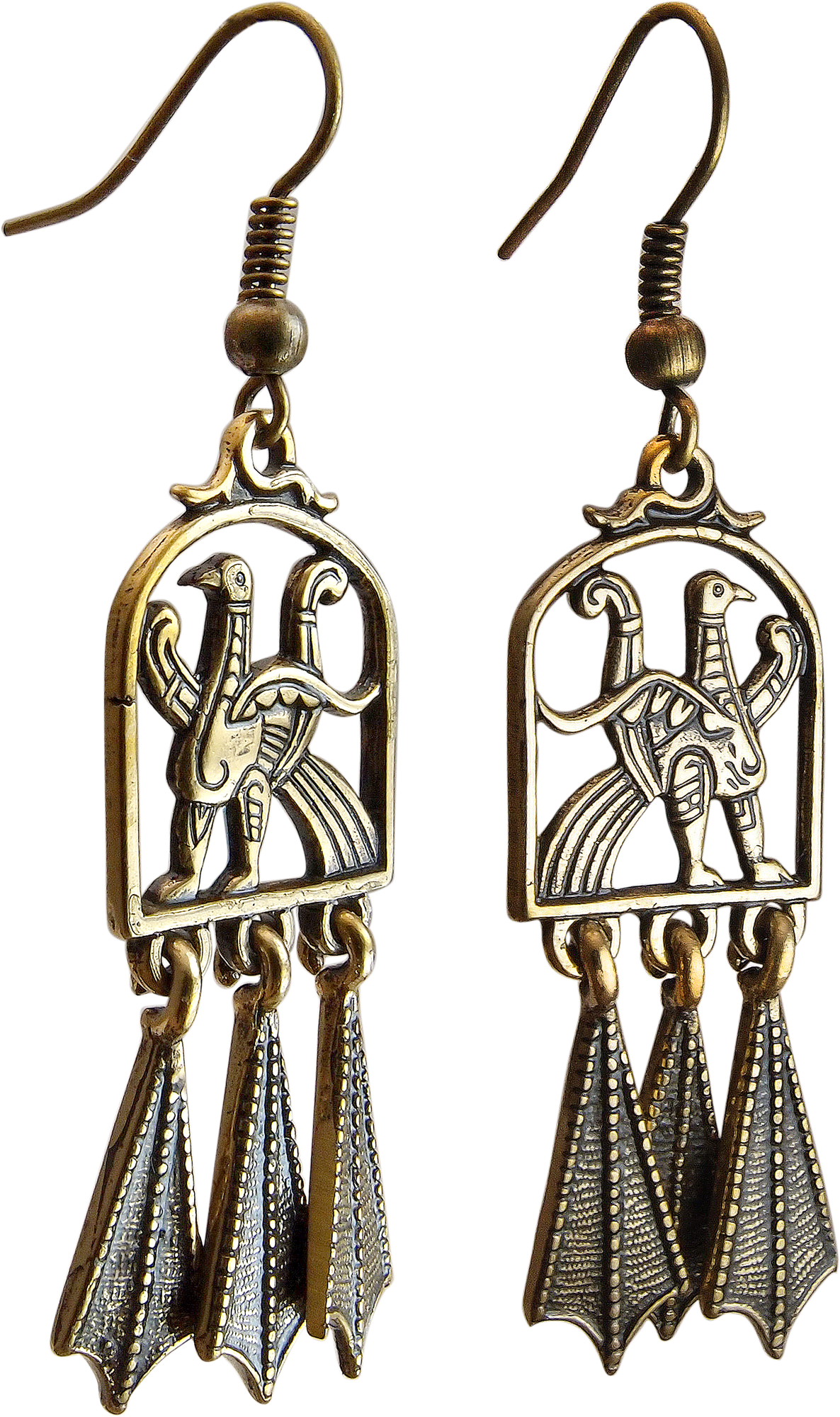 Серьги с подвесками Мастерская Алешиных, золотой — фото 1