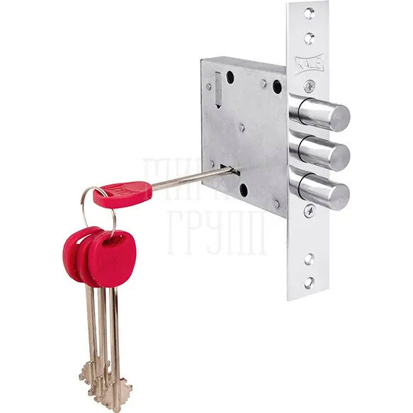 Замок Kale kilit (Кале килит) врезной сувальдный 447/L (кл. 75 мм) никель