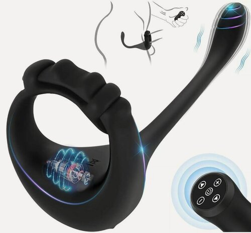 Изображение товара Массажер простаты для мужчин с пультом управления 3 в 1, стимулятор простаты, вибратор, эрекционное кольцо