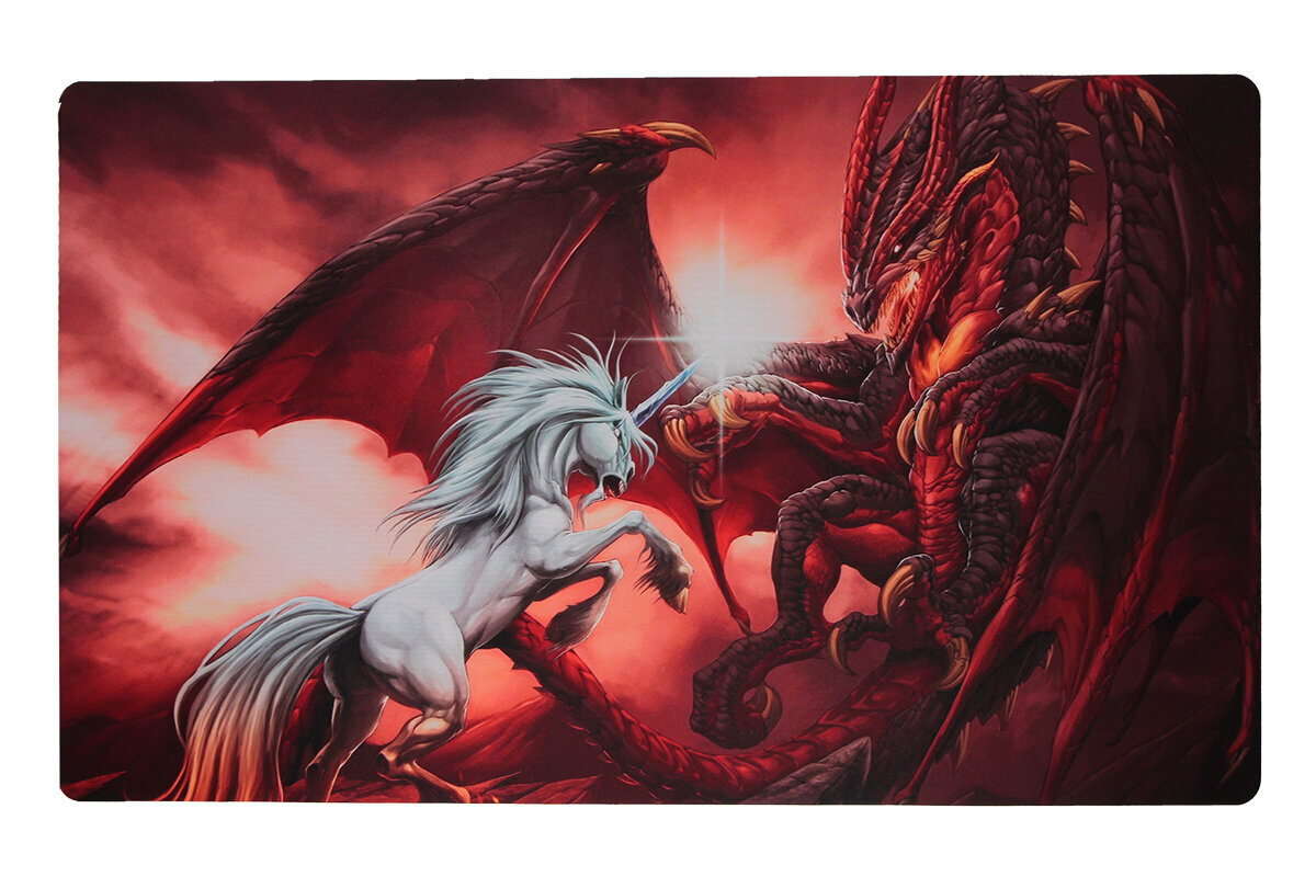 Игровой коврик для мыши и MTG MTGTRADE Дракон против Единорога 60x35 см с тканевым покрытием