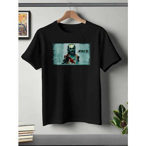 фото Футболка oneq унисекс 64-66 (5xl) размер с принтом джокер, черная, размер 5xl, черный