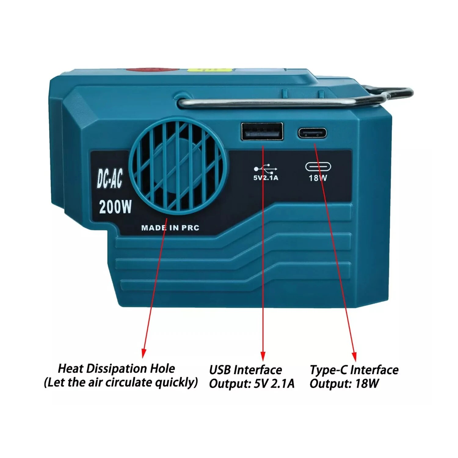 Инвертор литий-ионной батареи AuthFrank для Makita 220В с USB-портом Type-C — фото 1