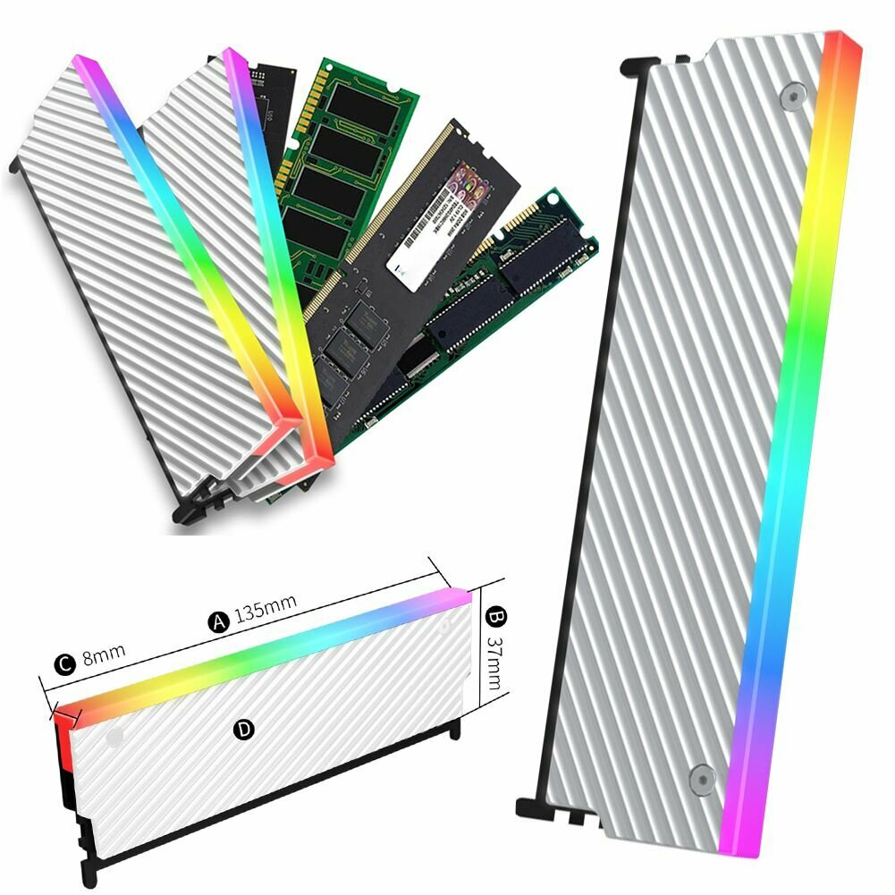 Охладитель оперативной памяти DDR с подсветкой ARGB, алюминиевый радиатор для DDR4 DDR5, синхронизация RGB