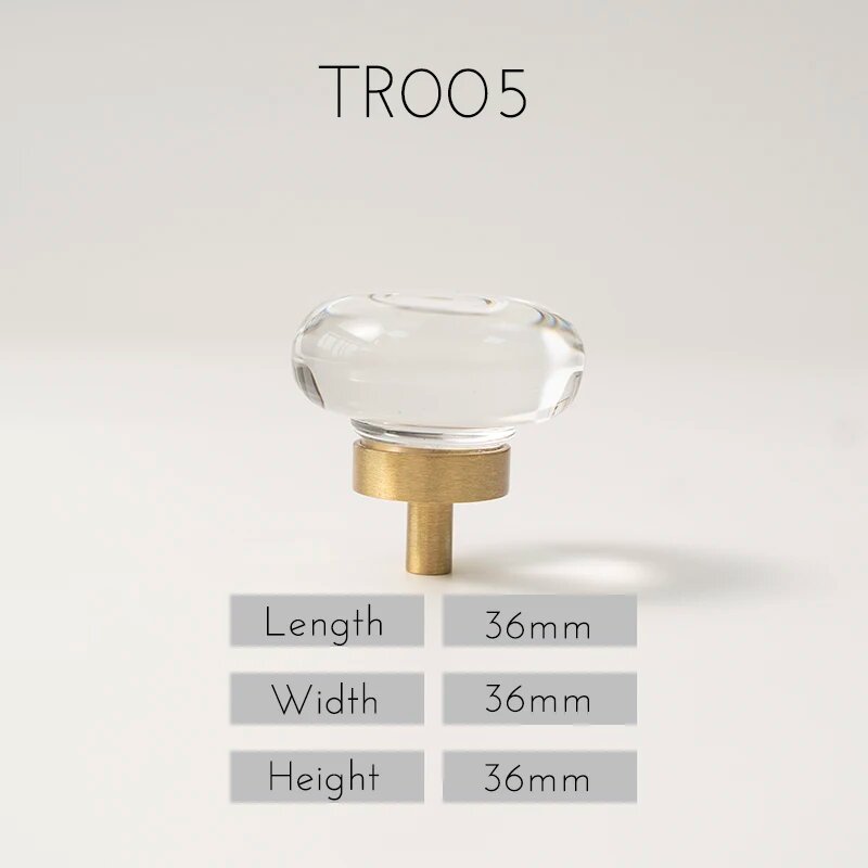 Ручки для шкафов TINYHOB прозрачные из латуни TR005