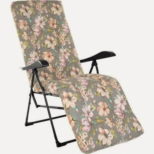 Изображение товара Кресло -шезлонг Olsa Альберто-3 тафтинг (каркас серый, ткань серая, цветы)