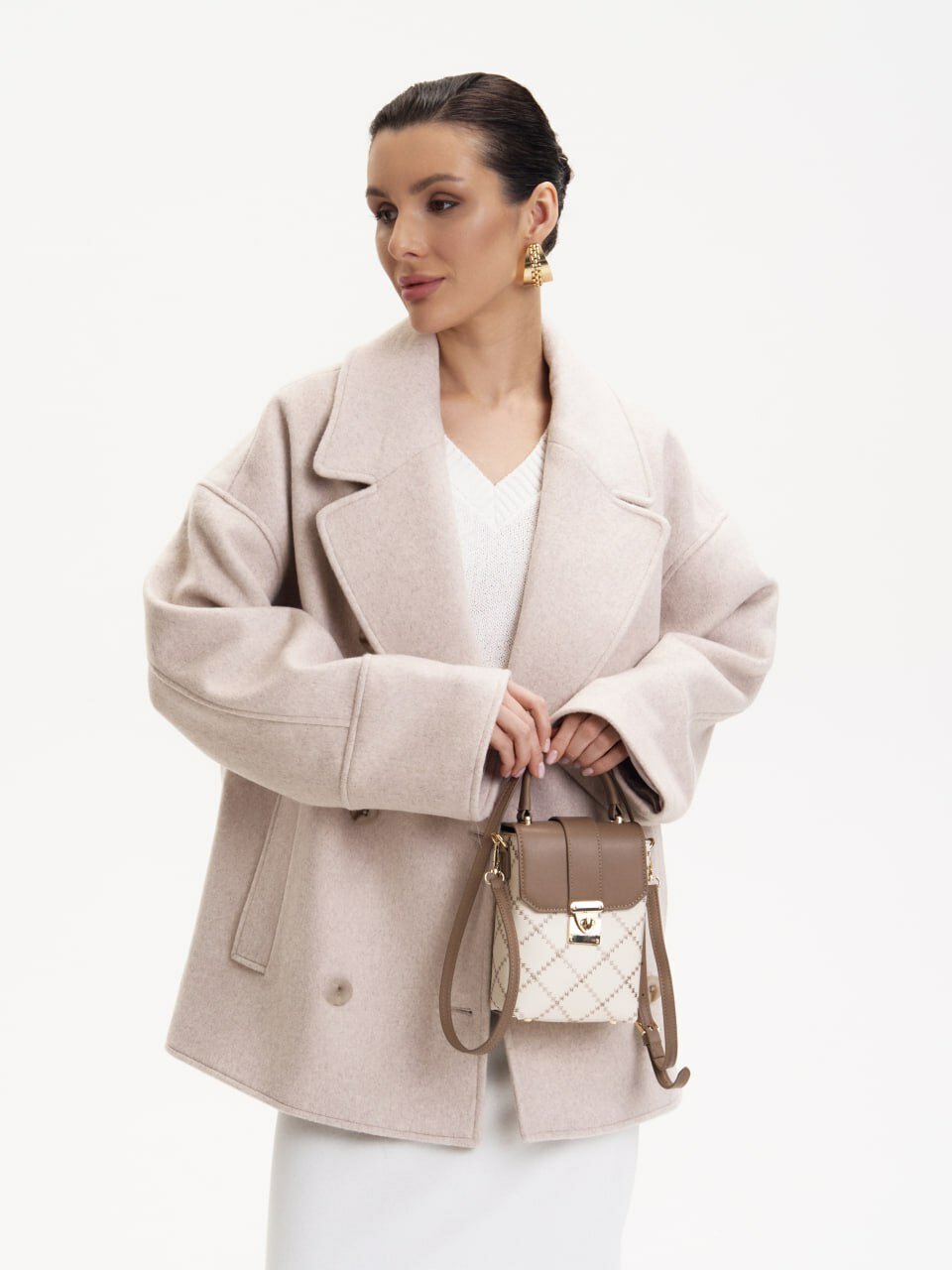 Сумка кросс-боди Daniele Patrici, фактура зернистая, матовая, бежевый — фото 1