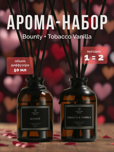 Изображение товара Набор аромадиффузоров Stefano & Aroma "Bounty + Табак & Ваниль", для дома, 2 шт