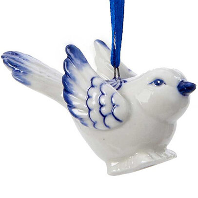 Елочная игрушка Делфтская Синичка 5 см, подвеска, Kurts Adler, J7706-1