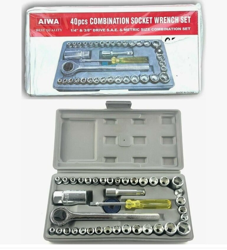 Набор отверток-головок AIWA 40 шт, хромированная сталь, пластиковый кейс