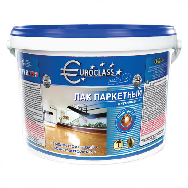 Лак паркетный акриловый глянцевый Euroclass 3 л