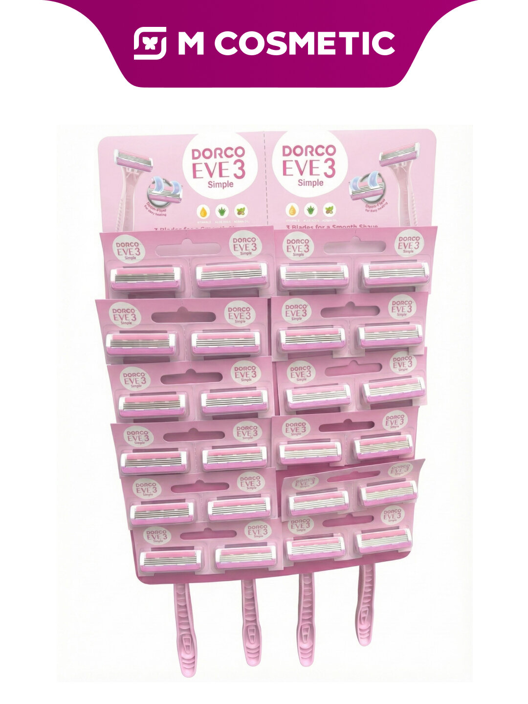 DORCO EVE 3 Бритвенный станок одноразовый, тройные лезвия для мягкого и чистого бритья кожи