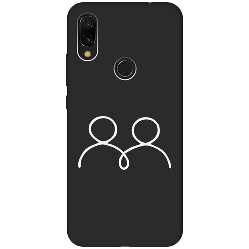 Матовый Soft Touch силиконовый чехол на Xiaomi Redmi 7, Сяоми Редми 7 с 3D принтом Couple Lines W черный матовый soft touch силиконовый чехол на xiaomi redmi 8 сяоми редми 8 с 3d принтом couple lines w черный