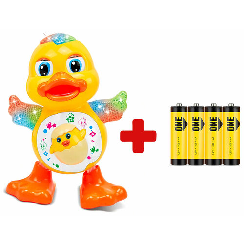 Музыкальная игрушка, Танцующий утенок, со светом + Батарейки в комплекте