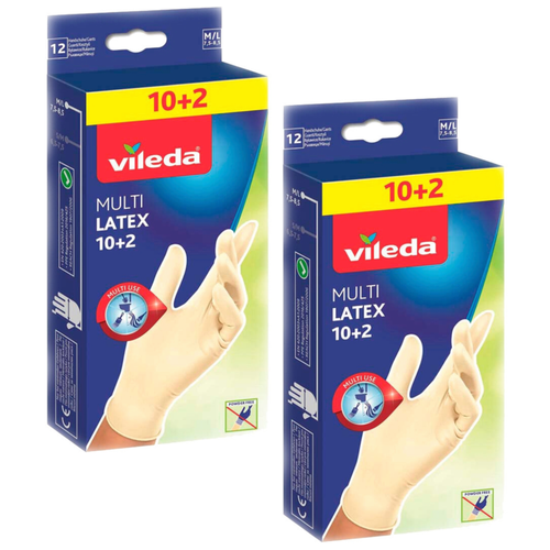 Перчатки Vileda Multi Latex одноразовые латексные (6 пар), 2 упаковки
