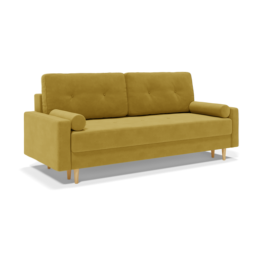 Прямой диван. Диван-кровать Пантограф 3. Механизм Еврокнижка, 220х96х90 см. Тик-так, желтый/горчичный