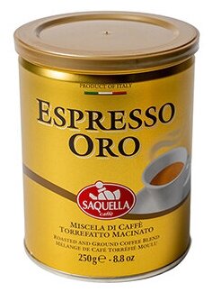 Кофе молотый Saquella Espresso Oro жестяная банка 250 г - фотография № 2