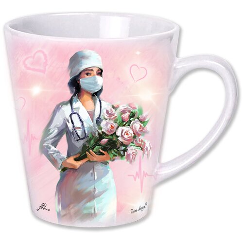 Подарочная керамическая кружка врачу, Латте №2 «Врач С» 360 мл