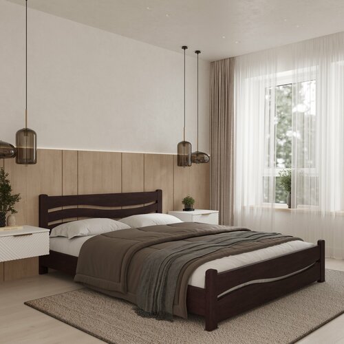 Односпальная кровать Кровать деревянная Волна 90*200, 90х200 см, ммк-древ